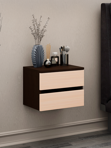 Изображение товара Подвесная тумба Trivero-222 венге дуб с 2 ящиками, прикроватная, для прихожей, под стол, в коридор, в спальню, офисная