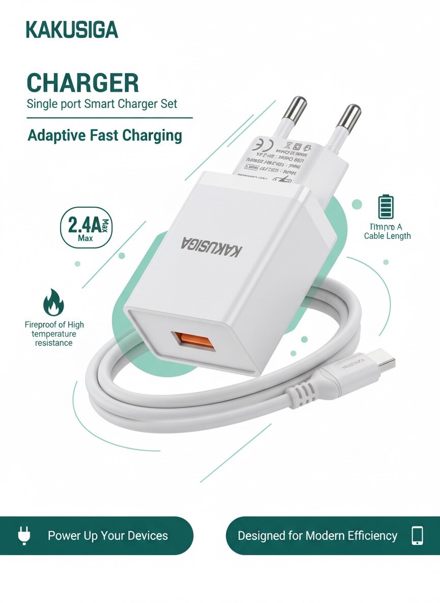 Умное зарядное устройство Kakusiga Single Port Smart Charger 12 Вт | Адаптер для быстрой зарядки, зарядное устройство