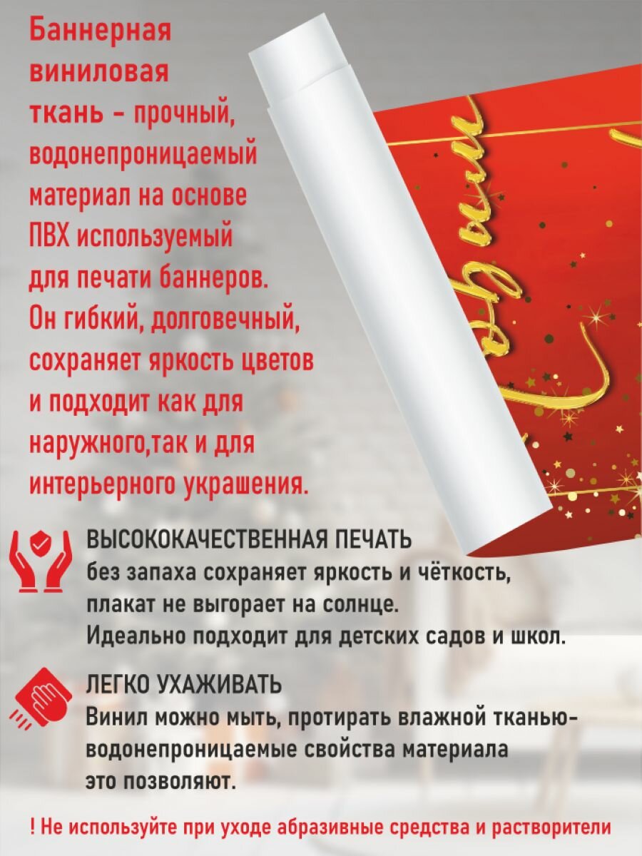 Новогодний баннер- плакат 50*150 см Плакат для украшения интерьера — фото 1