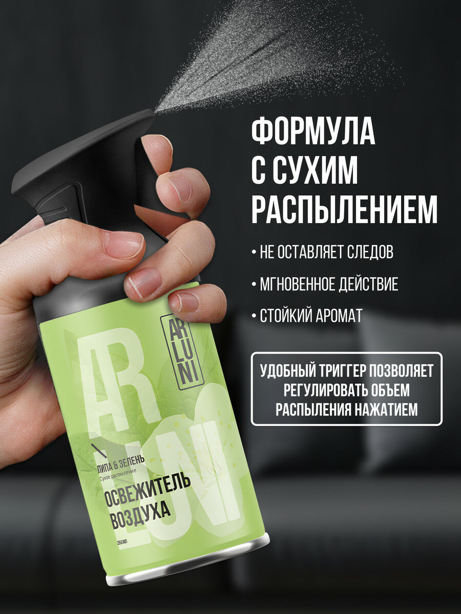 Картинки Arluni Освежитель воздуха липа, зелень, аэрозольный баллон с триггером 250 мл