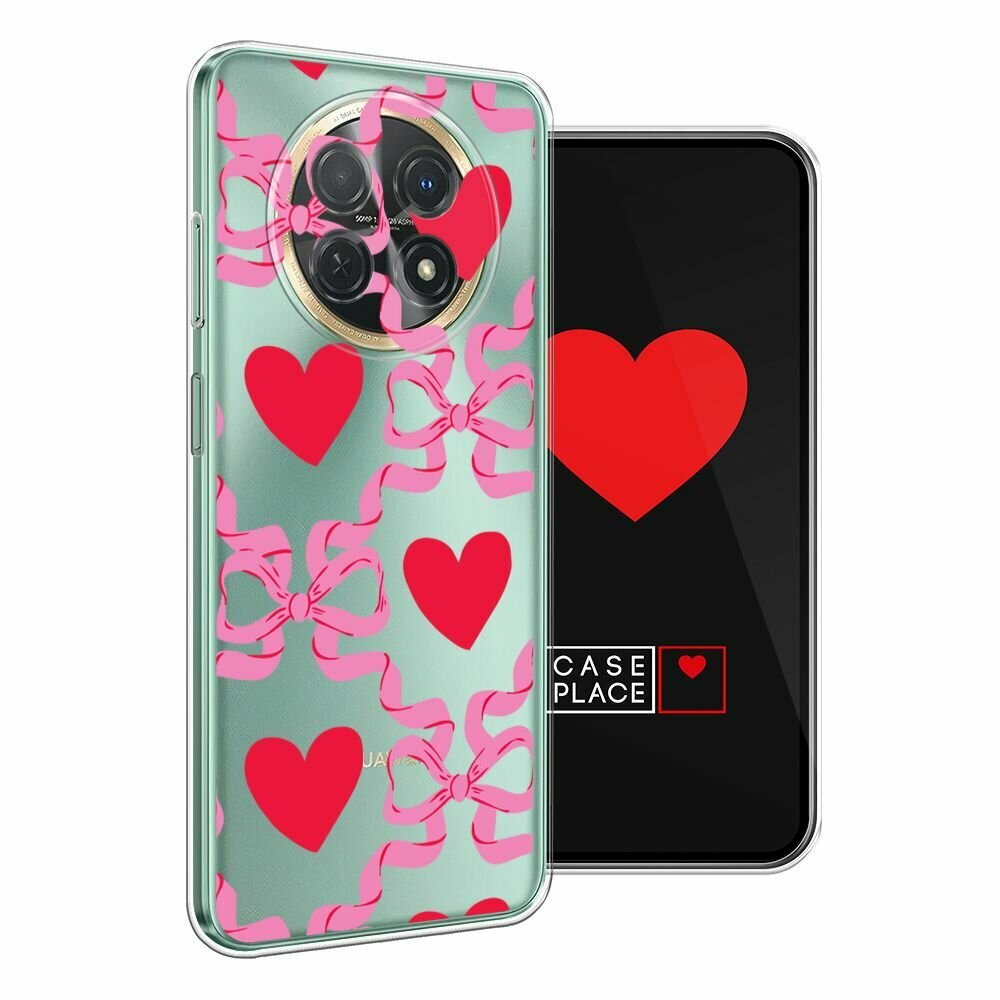 Чехол на Huawei Nova Y91 / Хуавей Нова Y91 с принтом "Hearts and ribbons 2 - 14 февраля", прозрачный — фото 1