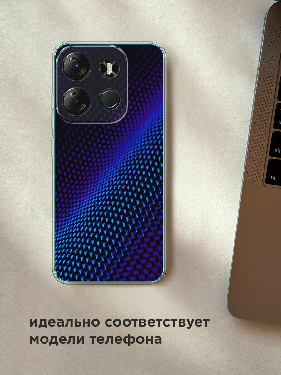 Чехол на Tecno Spark Go 2023/Infinix Smart 7 / Текно Спарк Гоу 2023/Инфиникс Смарт 7 с принтом "Синий карбон" — фото 1