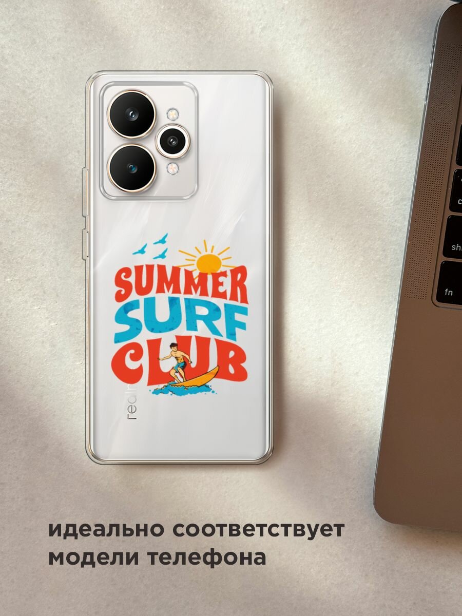 Чехол на Realme 15 / Реалми 15 с принтом "Summer surf club", прозрачный — фото 1