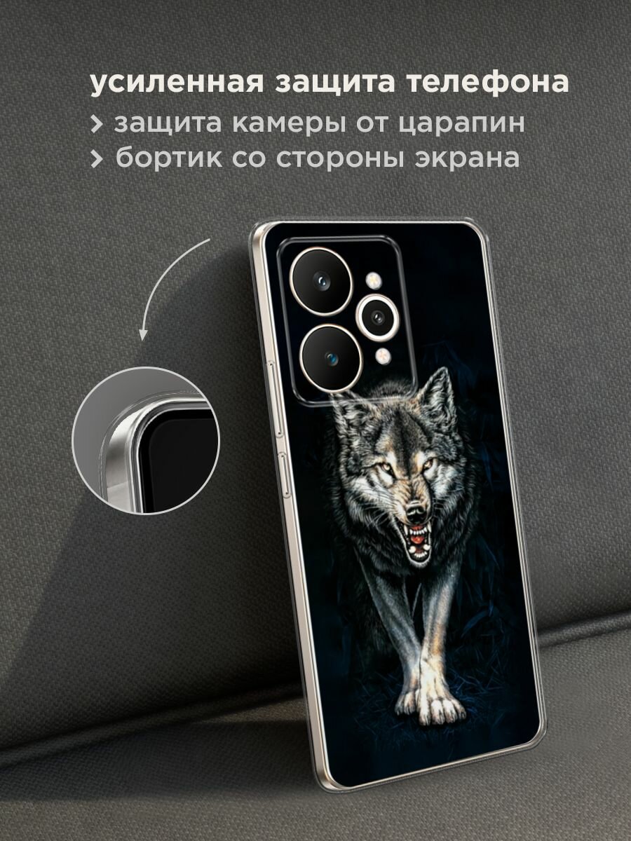 Чехол на Realme 15 / Реалми 15 с принтом "Злобный волк из ночи" — фото 1