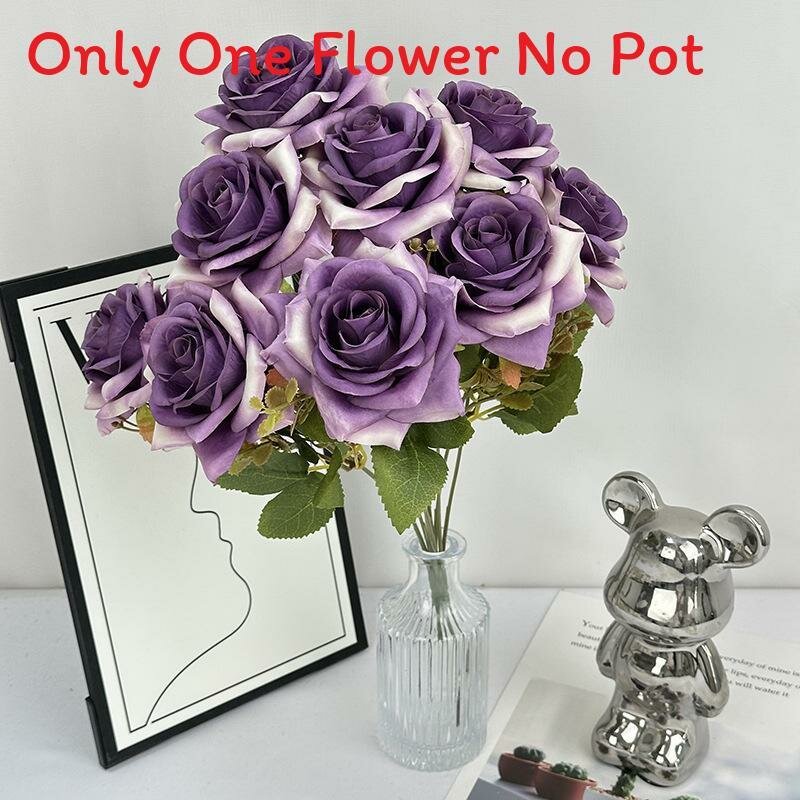 Композиция из шелковых роз для свадьбы и интерьера пурпурная