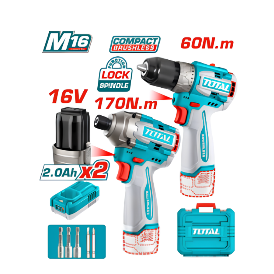 Набор аккумуляторных инструментов Total TOSLI240968 (дрель + ударный шуруповёрт)