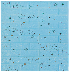 Самоклеящаяся ПВХ 3D-панель для стен в рулоне LAKO DECOR, Детская комната, Звездное небо (голубой кирпич), 70x600см, толщина 5мм