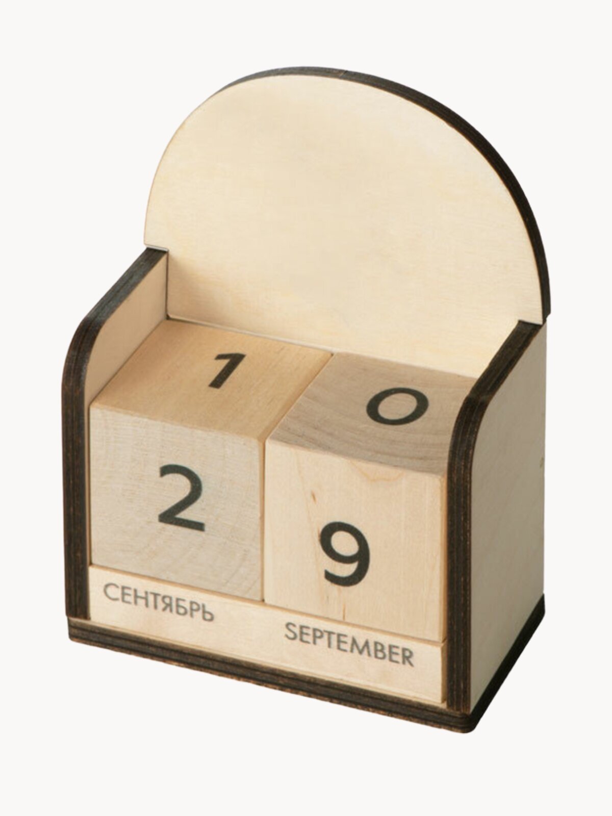 Календарь "Вечный" из натурального дерева, 13 x 9.5 x 5 см, бежевый