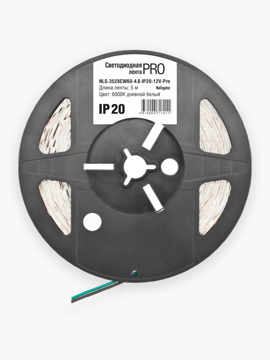 СД Лента Navigator 71 701 NLS-3528CW60-4.8-IP20-12V-Pro 5 м, 6000К
