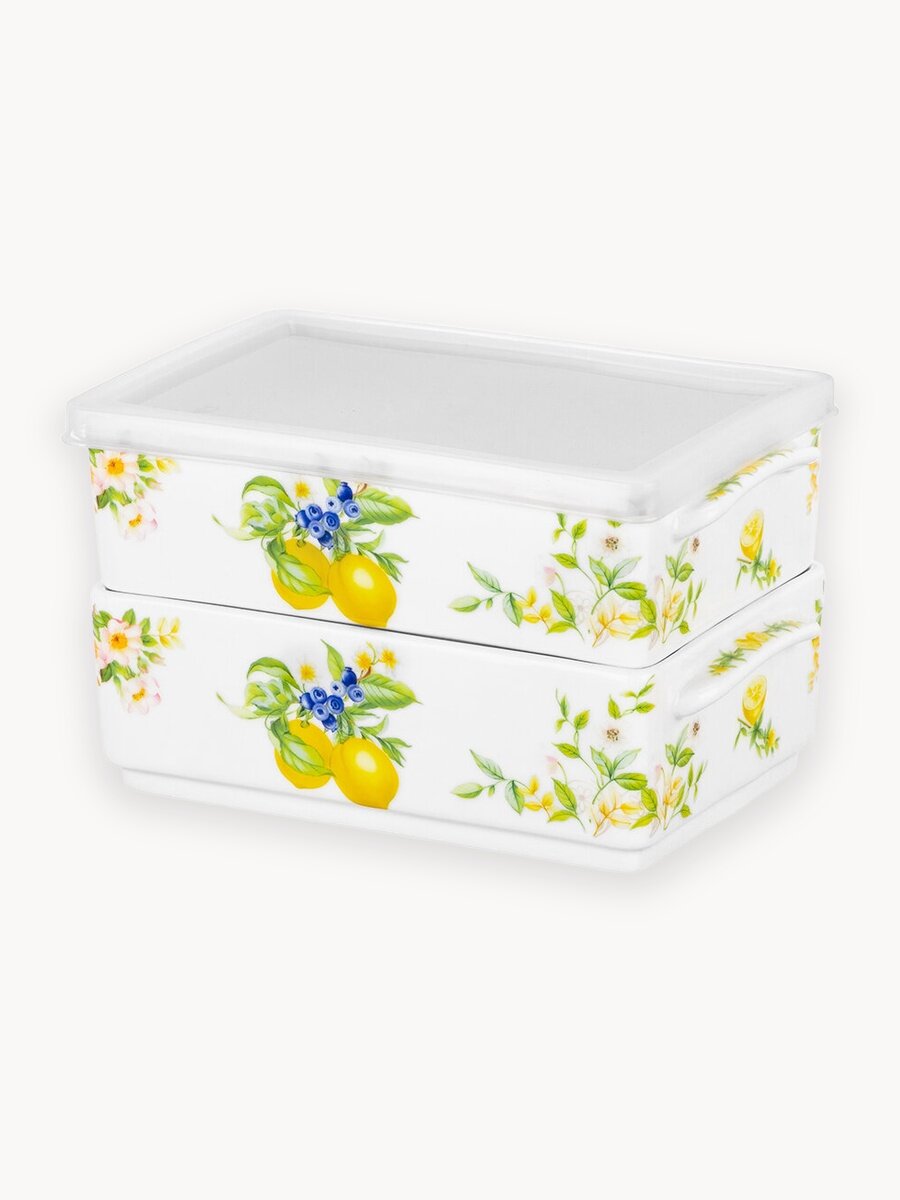 Блюдо для холодца 2 шт по 700 мл Elan Gallery Лимоны, фарфор, набор