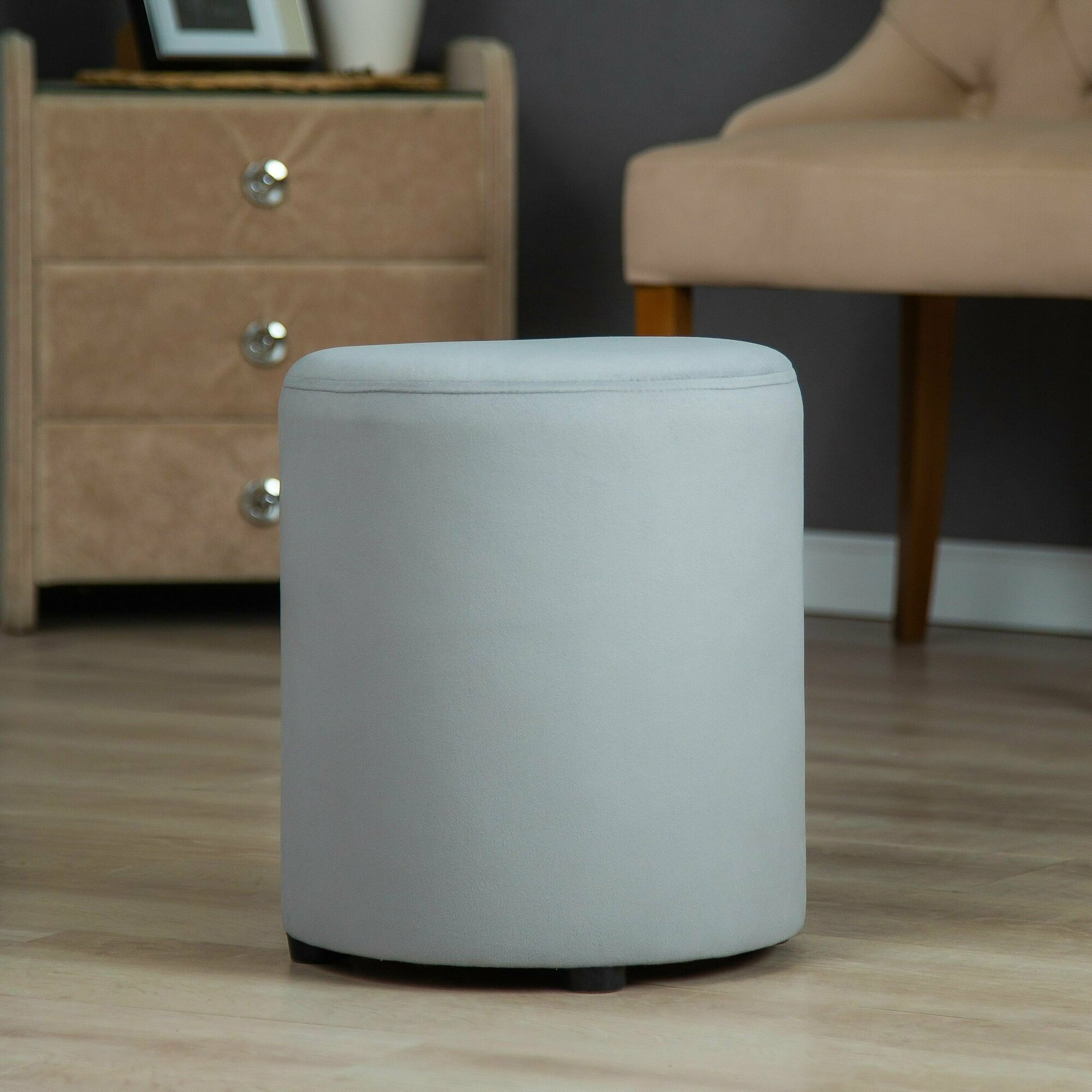 Royal Mebel / пуфик круглый цилиндр в скандинавском стиле, цвет серый