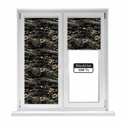 Рулонная штора Блэкаут (Blackout) с фотопечатью Мрамор Black Gold 71х150см