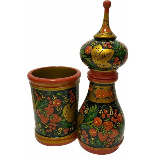 Футляр собор 420*110 мм деревянный штоф для бутылки С росписью хохлома