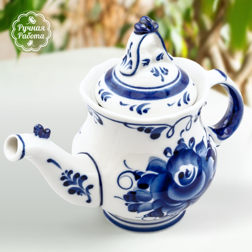Чайник 2 450 мл Объединение Гжель Ручная роспись Фарфор 2431₽