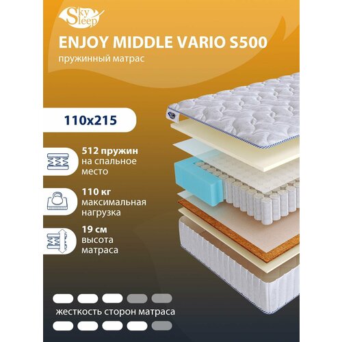 Ортопедический матрас SkySleep с независимыми пружинами ENJOY MIDDLE VARIO S500 на кровать 110x215