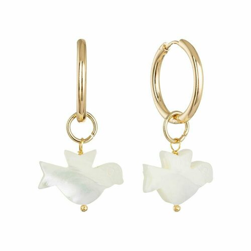 Серьги Anna Slavutina, перламутр, размер/диаметр 45 мм., золотой, белый