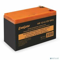 EXEGATE батареи ExeGate EX288653RUS АКБ HR 12-6 (12V 6Ah 1224W, клеммы F2+F1-)