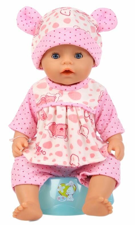 Одежда для кукол 38-43 см. Костюм (кофточка, бриджи, шапочка) розовый