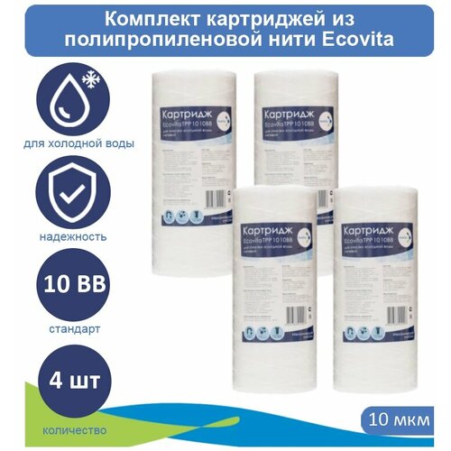 Картридж полипропиленовый Ecovita TPP 10 10BB для холодной воды - 4 шт