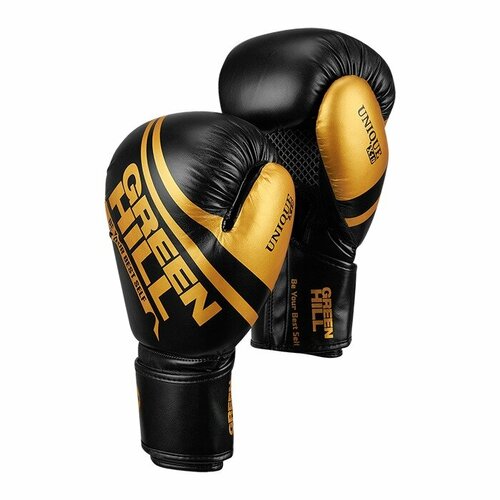 BGU-2308 Боксерские перчатки UNIQUE черно-золотые - Green Hill - Черный - 16 oz