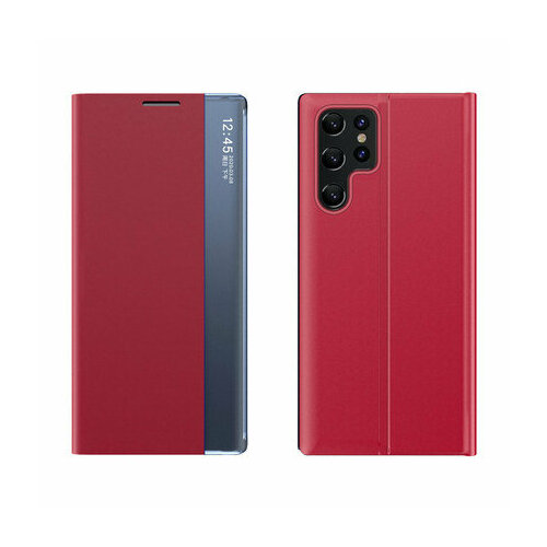 Чехол-кейс MyPads для Samsung Galaxy S22 Ultra (SM-S908B) с боковым окном из водоотталкивающей ткани красный