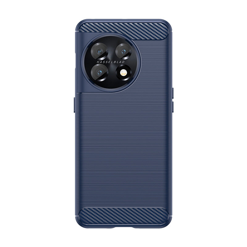 Чехол панель-бампер MyPads «Carbon» из силикона для OnePlus 11 с матовой отделкой «под карбон» синяя