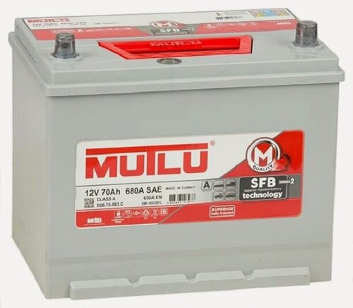 Изображение товара Аккумулятор автомобильный Mutlu Asia 70 А/ч 630 А обр. пол. 80D26FL Азия авто (260х173х225) D26.70.063. C с бортиком