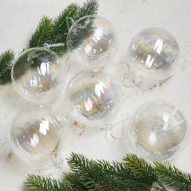Koopman Набор стеклянных шаров Pearl 10 см, 9 шт, прозрачный перламутр *