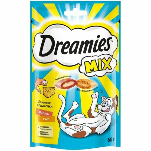 Лакомство Dreamies для кошек, лосось/сыр, 60 г