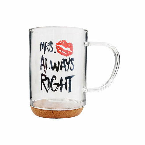 Кружка Unigood стеклянная на пробковом основании 380 мл lg18167 2132