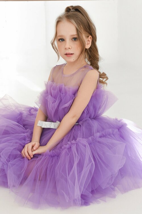 Платье Лиловые кролики, размер 116, фиолетовый
