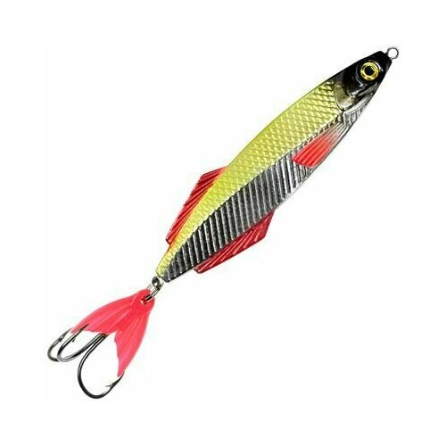 фото Блесна для рыбалки aqua ятаган 27,0 g, цвет 04 (серебро, желтый флюрик), 1 штука