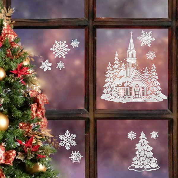 Наклейки на окна "Новогодние" зимний дом, 26 x 21 см