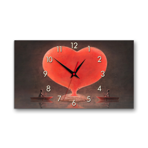 Часы настенные на стекле | Diva Kartina | Арт Постеры. Любовь | 70X40 см | Немецкий механизм