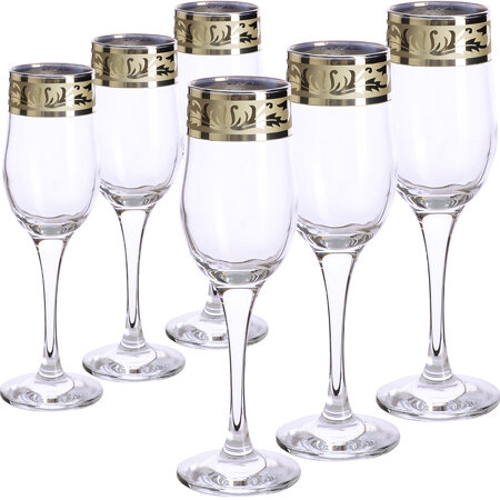 Набор бокалов для шампанского, стекло, 6шт, 200мл