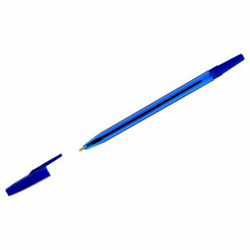 Ручка шариковая СТАММ 049 синяя, 0.7мм, тонированный корпус, 50 шт. ручка шариковая стамм 049 синяя 1 0мм белый корпус 50 шт