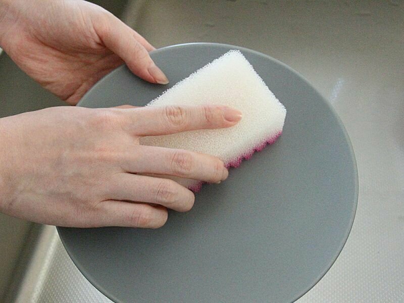 AISEN GIZA Губка для мытья посуды новой формы с повышенной износостойкостью (розовая), 1 штука - фотография № 5