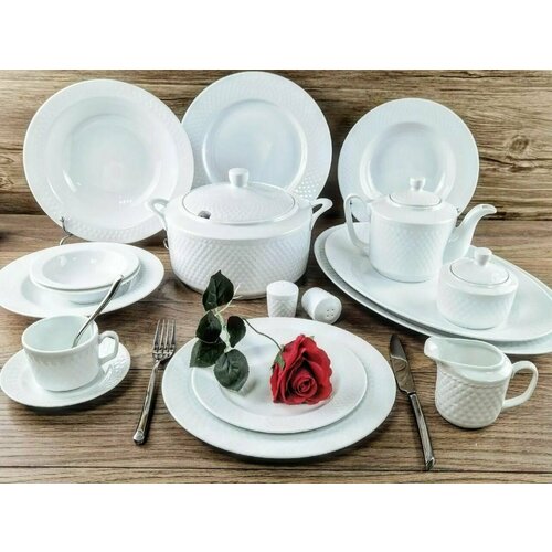 Сервиз фарфоровый столовый обеденный Diamond Classic Chic на 12 персон 102 предмета Иран