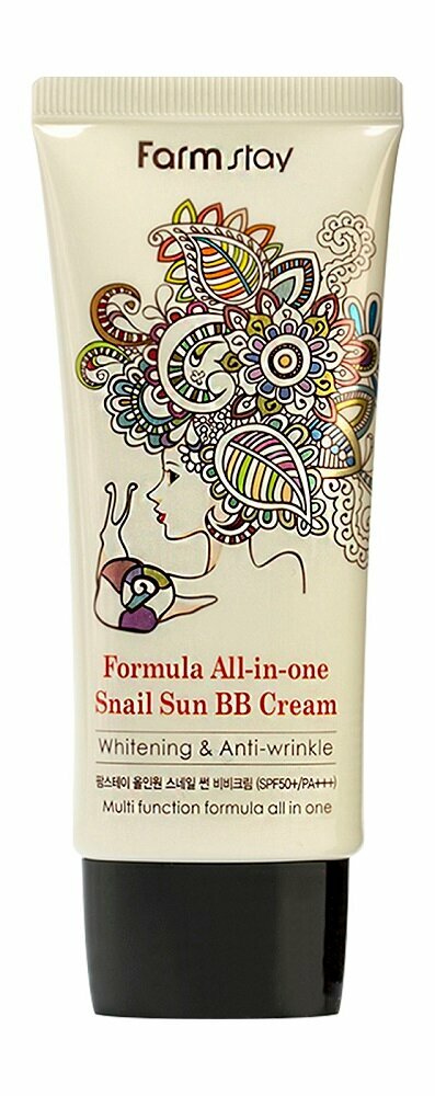 Многофункциональный BB-крем с муцином улитки SPF50+/PA+++ FarmStay Formula All-In-One Snail Sun BB Cream SPF50+/PA+++