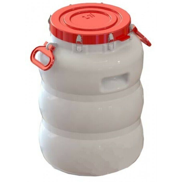 Бочка 50 литров с широким горлом герметичная (пластиковые зажимы)