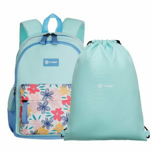 Рюкзак молодежный 35.5 x 25 x 12 см, эргономичная спинка, + мешок, TORBER CLASS X Mini, зелёный T1801-23-Grn