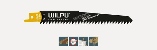 Изображение товара Полотно для сабельных пил WILPU 3021/150 (1/2") Арт.1221500005 древесины, пластмассы, гипсокартона 6-100 мм 5 шт/уп