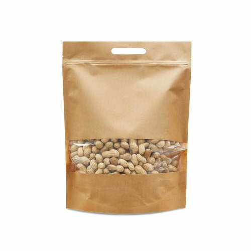 Крафт пакет дой пак с замком зип лок 30х40 см с окном 8 см бурый 196 шт