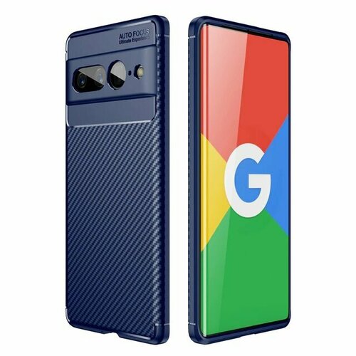 Накладка силиконовая для Google Pixel 7 Pro под карбон синяя