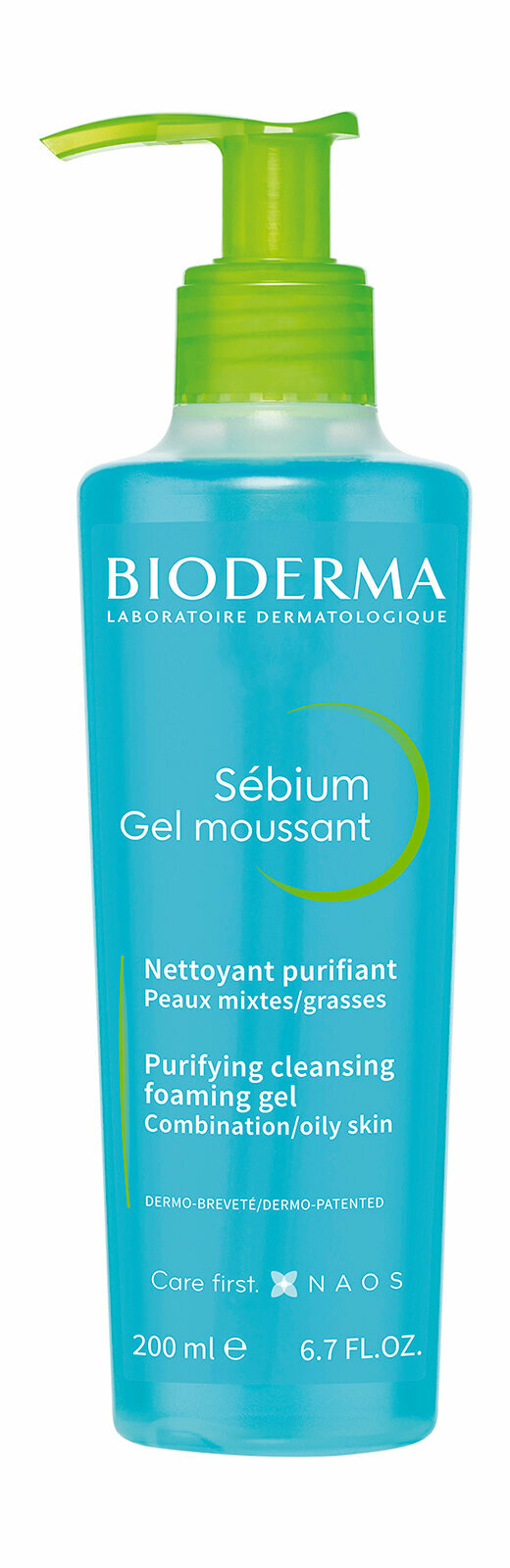 Очищающий гель для кожи лица, склонной к акне, с помпой Bioderma Sebium Gel Moussant 200 мл .