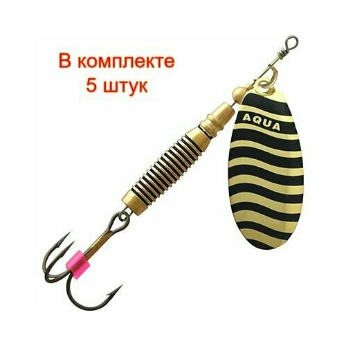 фото Блесна для рыбалки aqua veltic 7,0g, лепесток № 1, цвет 08 (золото, черный), 5 штук в комплекте