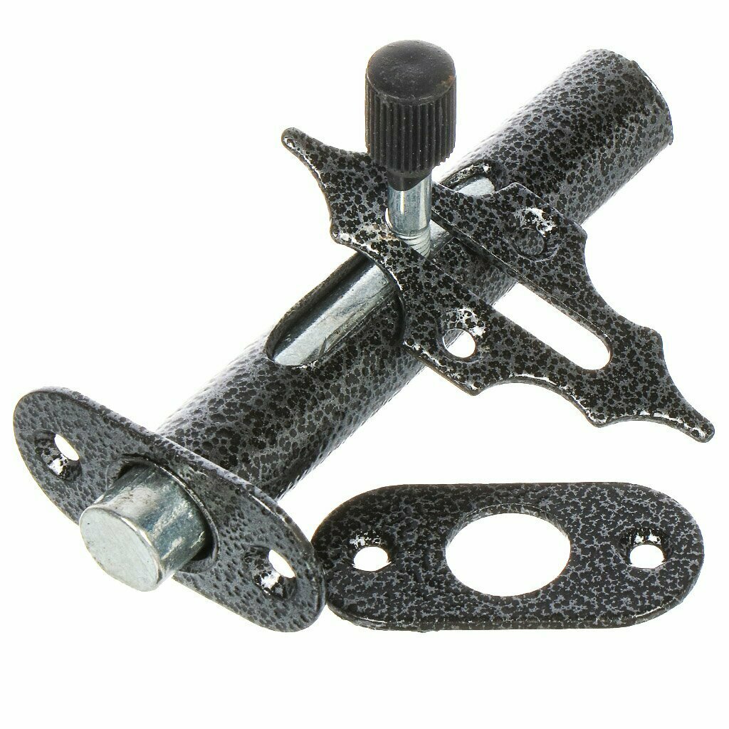 фото Засов врезной, ригель круглый, Делга, 00008762, серебро