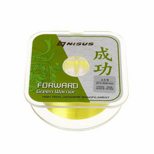 фото Леска forward warrior, диаметр 0.309 мм, тест 7.55 кг, 100 м, зелёная nisus