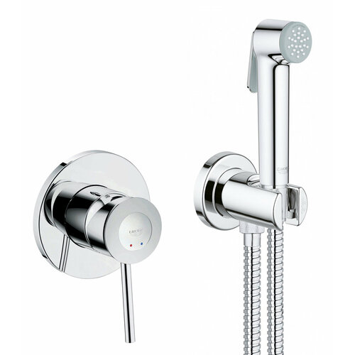 Гигиенический душ Grohe BauClassic с гибким металлическим шлангом, Германия комплект смесителей grohe bauclassic с душевым гарнитуром хром