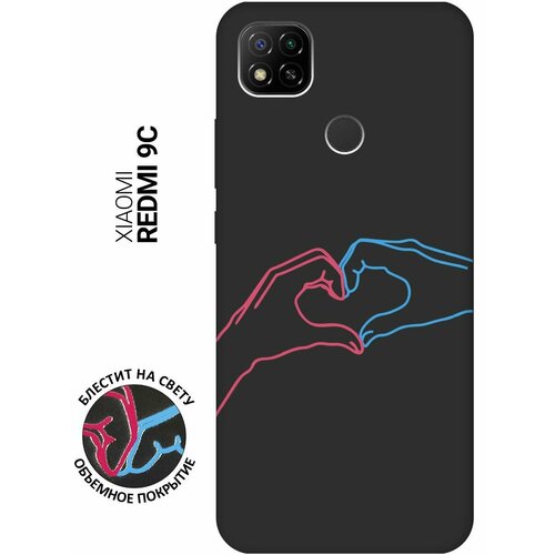 Матовый Soft Touch силиконовый чехол на Xiaomi Redmi 9C, Сяоми Редми 9С с 3D принтом Fall in Love черный матовый soft touch силиконовый чехол на xiaomi redmi 10 сяоми редми 10 с 3d принтом fall in love черный